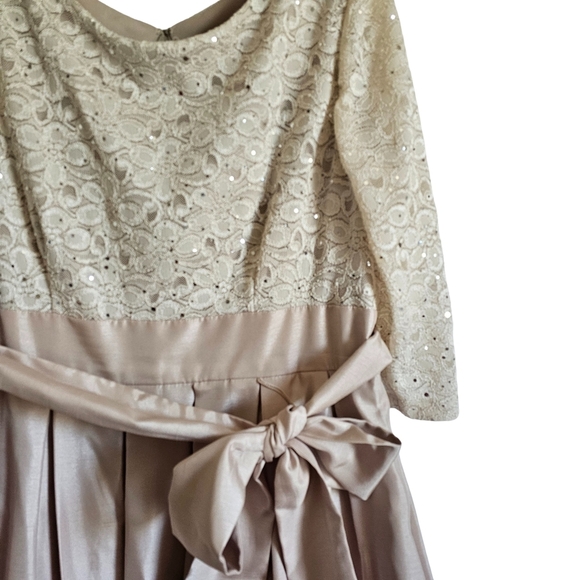 3/4 shimmer lace sleeve shantung skirt Mother of the Bride Dress Wedding Plus - Picture 4 of 11